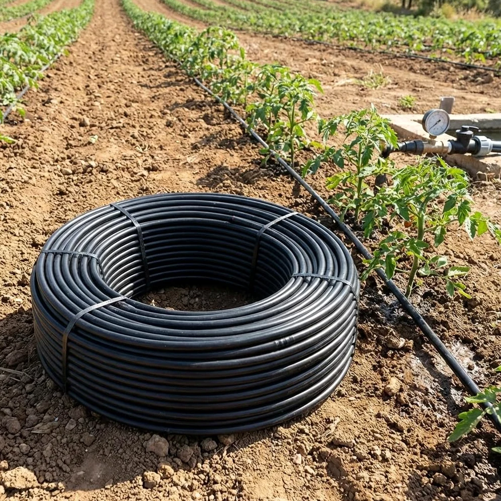 Suinga. 100 metros TUBERIA 16mm negra AUTOCOMPENSANTE cada 35 cm separación por gotero. Caudal 2,1 l/h. Tubería para riego por goteo utilizada en terrenos llanos o con desniveles