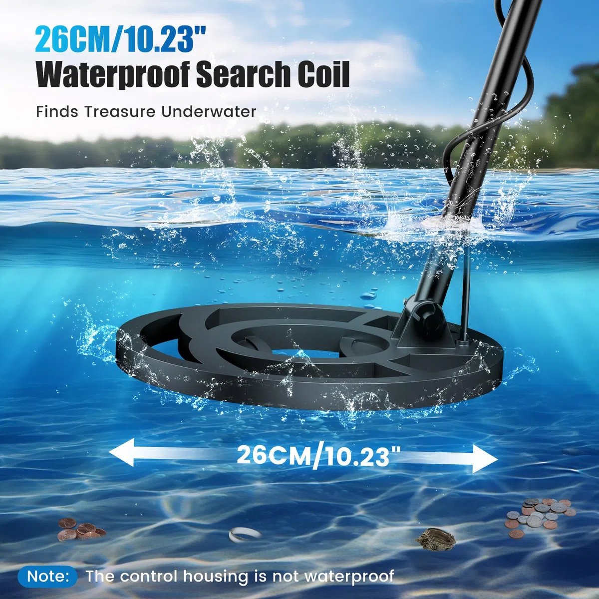 Detector de Metales Profesional con 2 Baterías, 5 Modos para Adultos y Niños, Recargable con Bobina Impermeable, Auriculares y Pala Excavadora (Azul Ceniza)