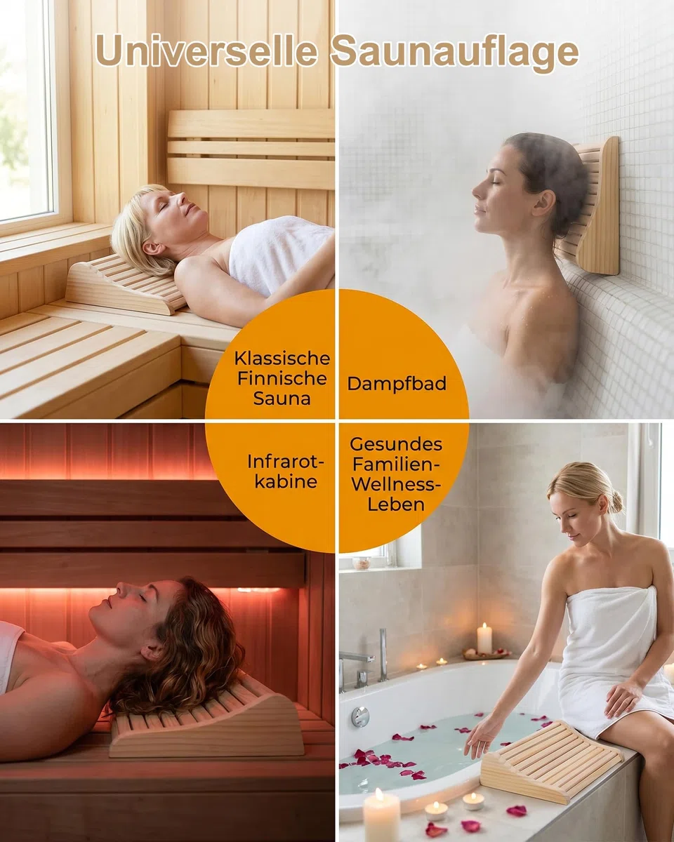 2 reposacabezas de madera para sauna, ergonómico con base antideslizante y ventilación óptima, 37 x 33 x 10 cm, soporte cervical de madera de pino para sauna finlandesa, cabina de infrarrojos y
