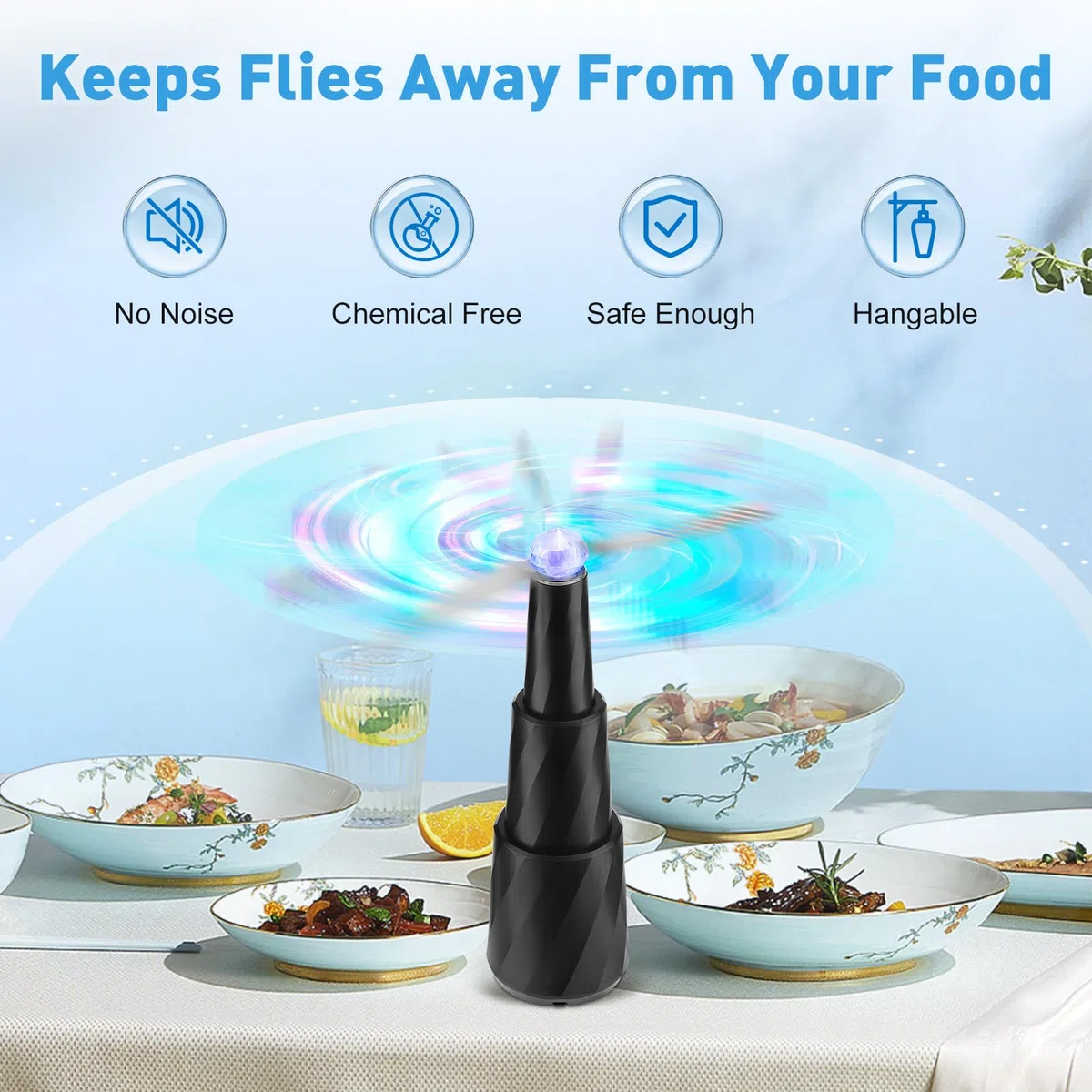 Ventiladores Retráctiles Para Moscas Para Alimentos, Ventilador Recargable Repelente De Moscas, Ventiladores De Mesa Portátiles Que Repelen Insectos Voladores, Para Interiores Y Exteriores(4 Piezas)