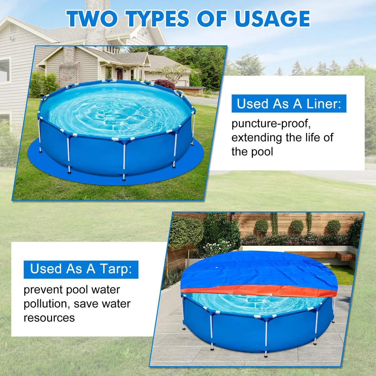 Lona de Suelo para Piscina, Protección para Piscina, Alfombrilla de Protección para Piscina, Adecuada para Piscinas Circulares, Adecuada para Piscinas de Fondo Plano, Protección para Piscinas