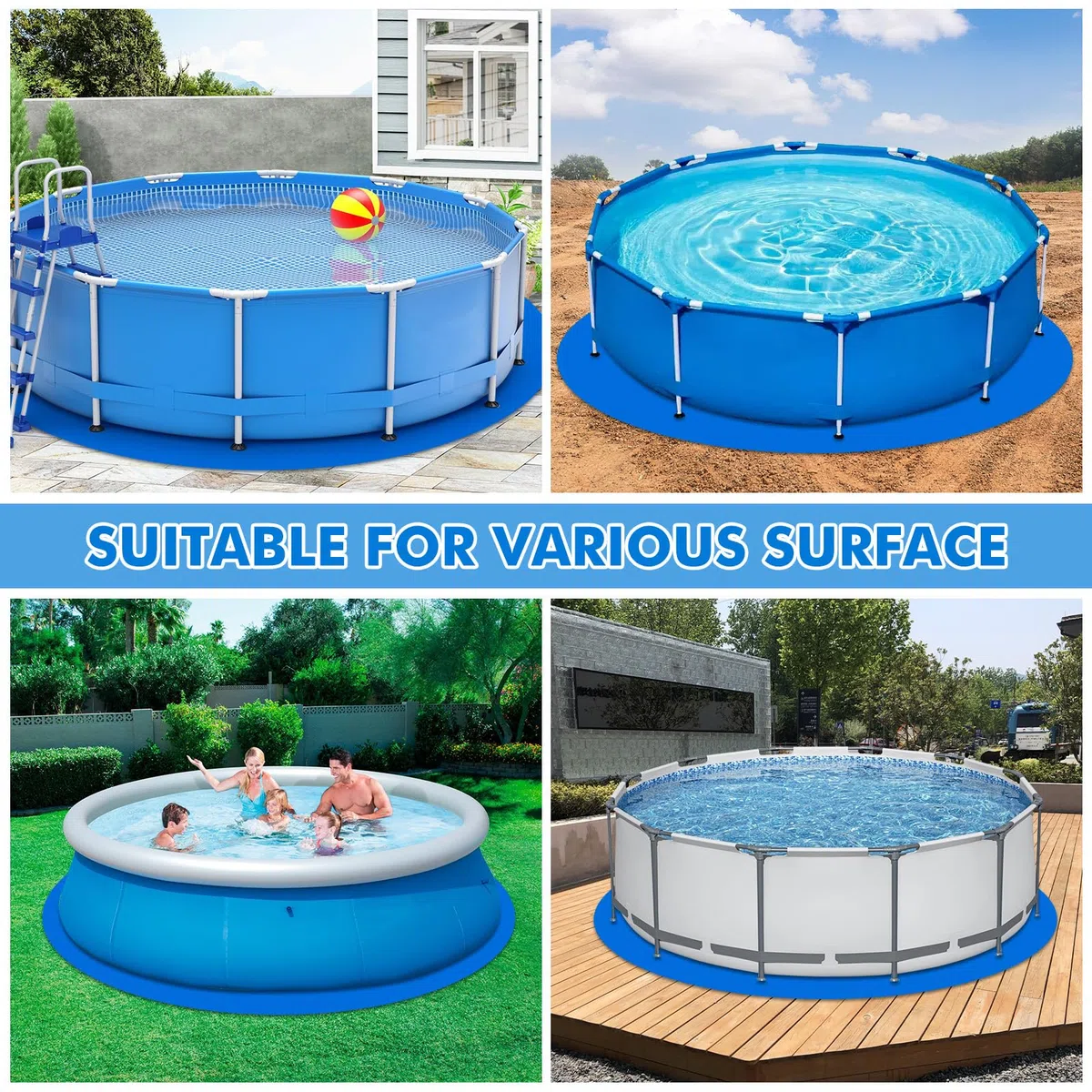 Lona de Suelo para Piscina, Protección para Piscina, Alfombrilla de Protección para Piscina, Adecuada para Piscinas Circulares, Adecuada para Piscinas de Fondo Plano, Protección para Piscinas