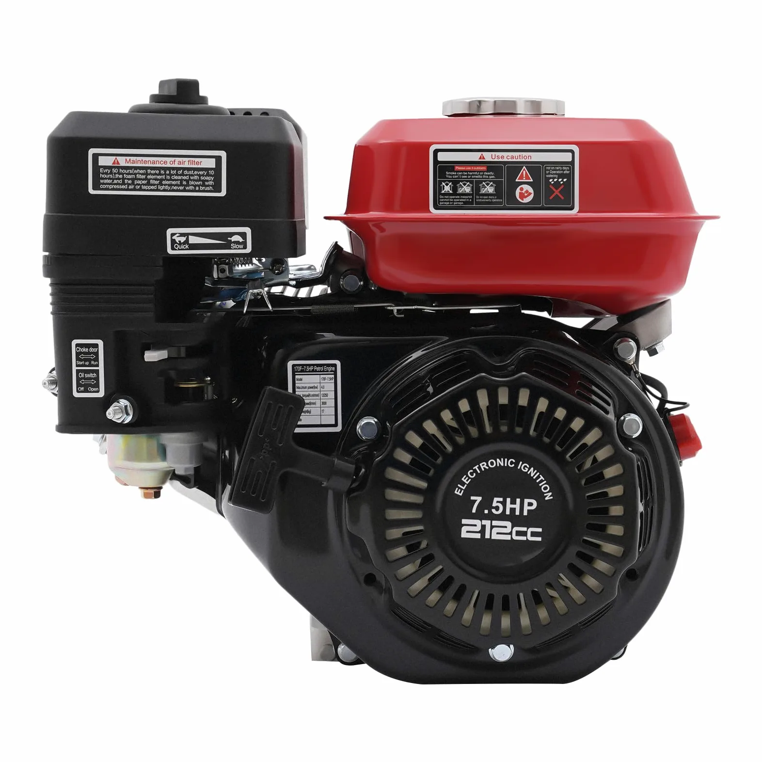 Motor de gasolina de 7,5 CV de 4 tiempos, motor industrial Go Kart, motor de arranque manual, motor silencioso de pie, motor de 4000W con refrigeración por aire para bombas de agua, generadores, karts