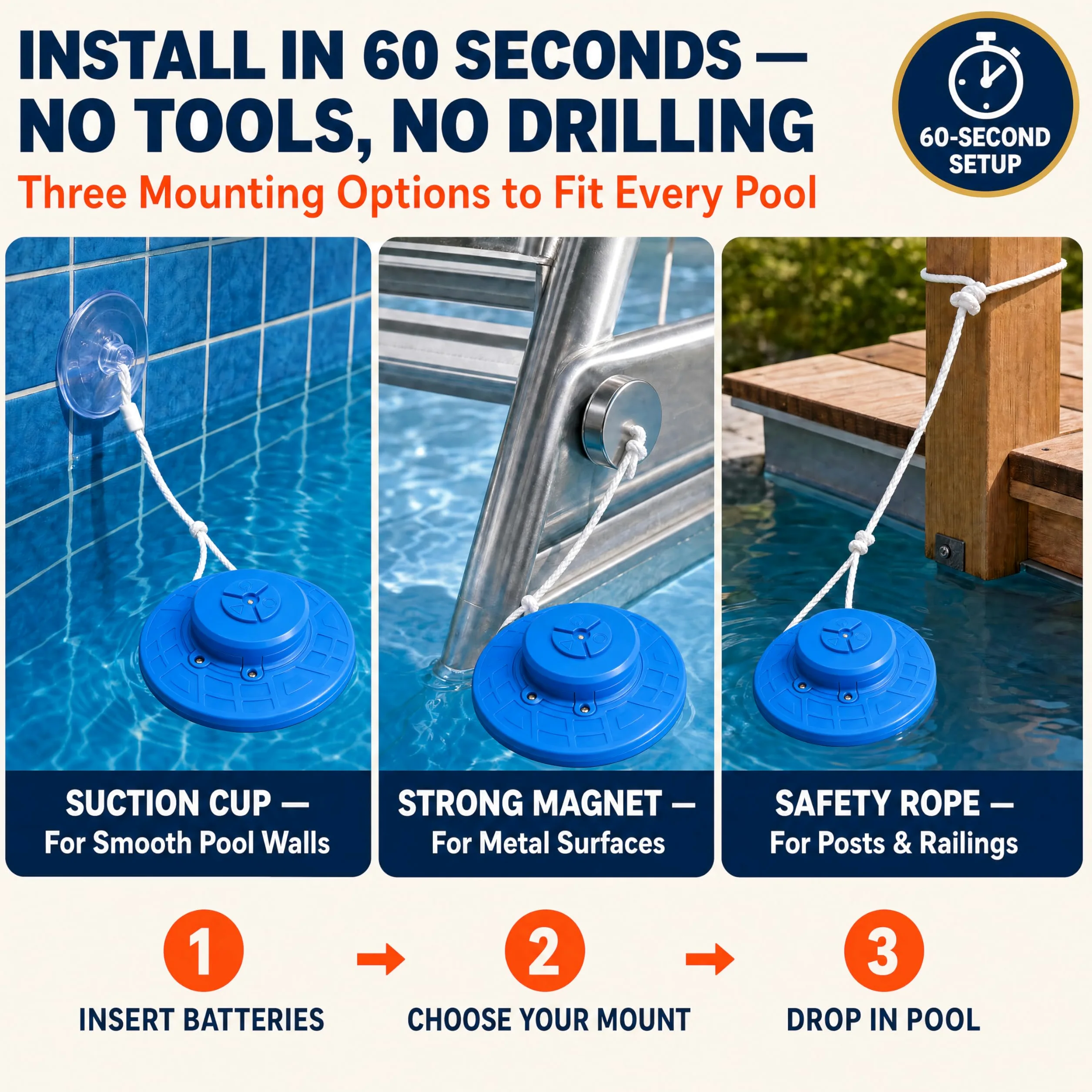 Alarma de piscina para piscinas enterradas y sobre el suelo con receptor interior remoto, alarma de seguridad flotante, sensibilidad ajustable, apagado y encendido automático, protección para niños y