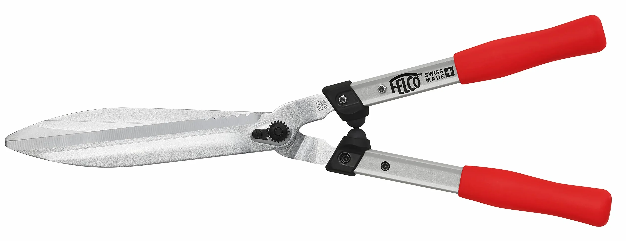 FELCO 250-57 Tijeras de setos (longitud 57 cm, longitud de la hoja 25 cm, mangos de aluminio en I, cuchillas con recubrimiento de cromo, tijeras de jardín, cuchillas grandes, tornillo de grasa)