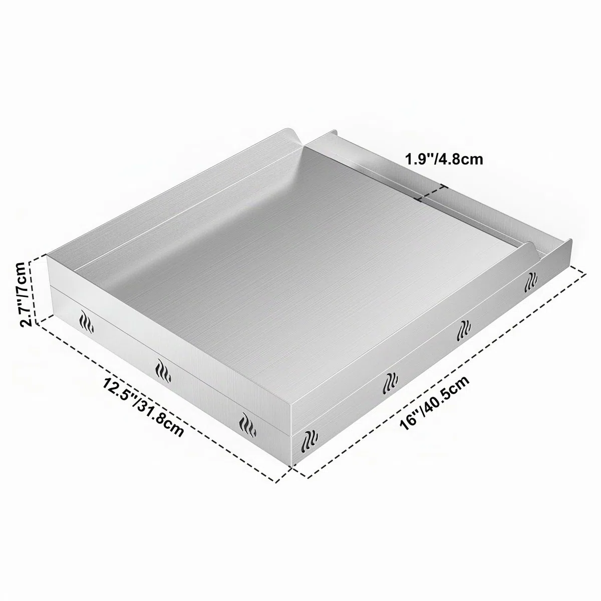 onlyfire Plancha para Barbacoa Rectangular de Acero Inoxidable, Plancha Placa para La Mayoría de Las Barbacoas de Gas y Carbón, 31.8x40.5x7cm
