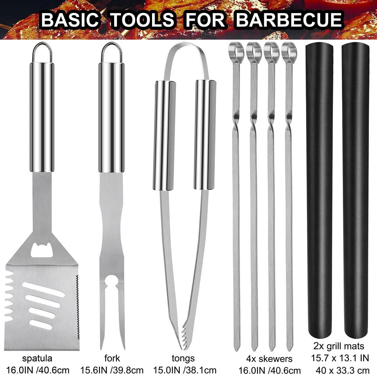 grilljoy 24PCS Kit de Utensilios para Barbacoa