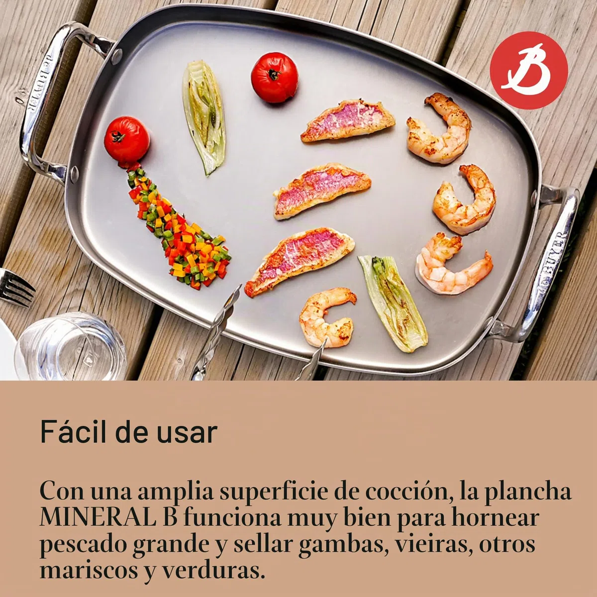 De Buyer, PLANCHA MINERAL B LISA 2ASAS 38X26x11,49CM,5640.01