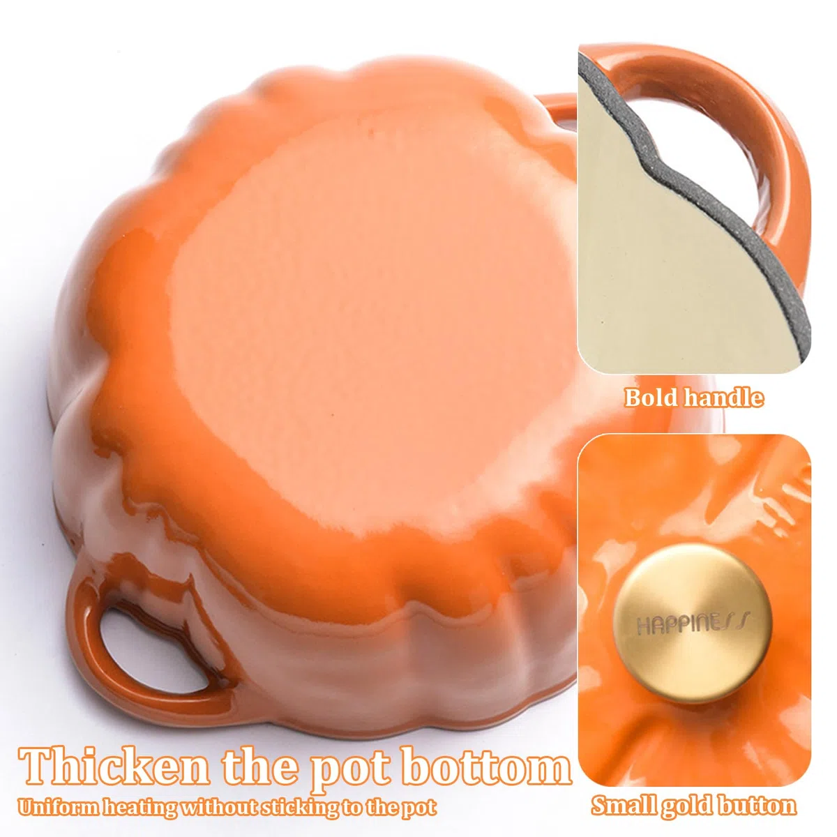 Greenumb Olla de Calabaza, Calabaza Holandesa de Horno con Tapa y Mango de 1,5 litros Antiadherente