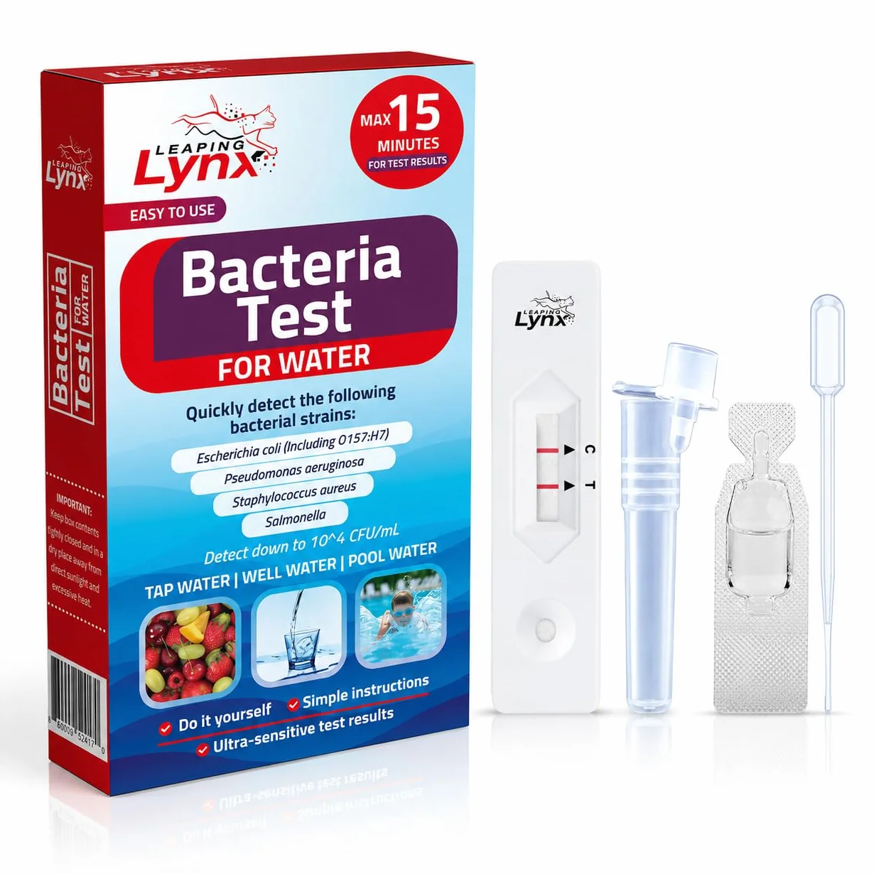 Leaping Lynx Kit de prueba de bacterias para agua