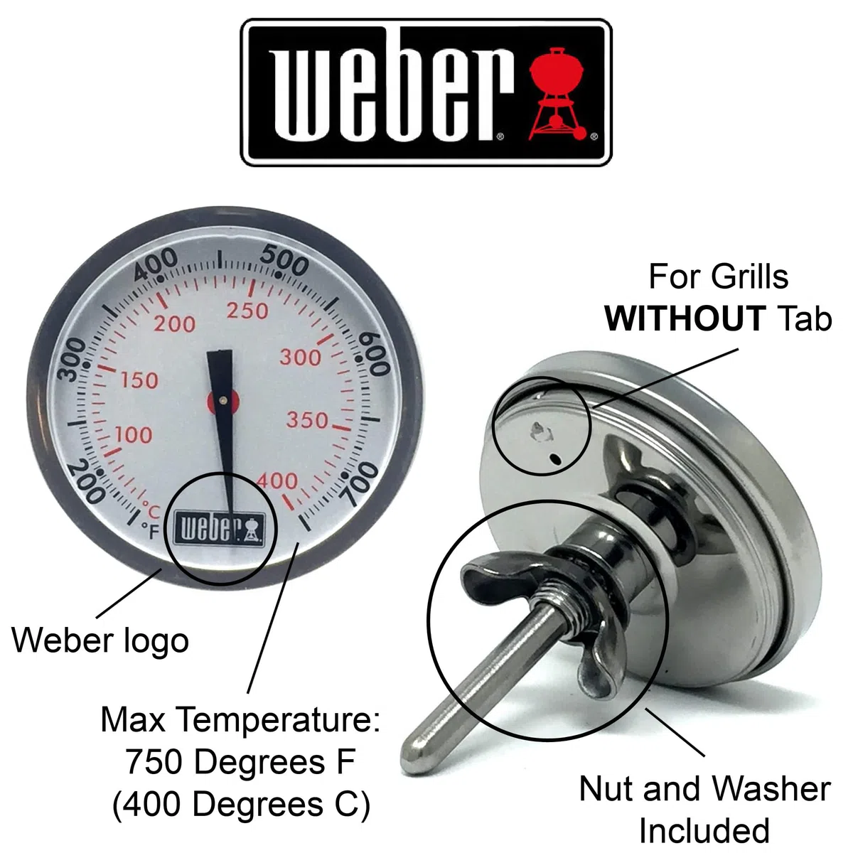 Weber # 60393 Genesis/Summit Termómetro sin pestaña