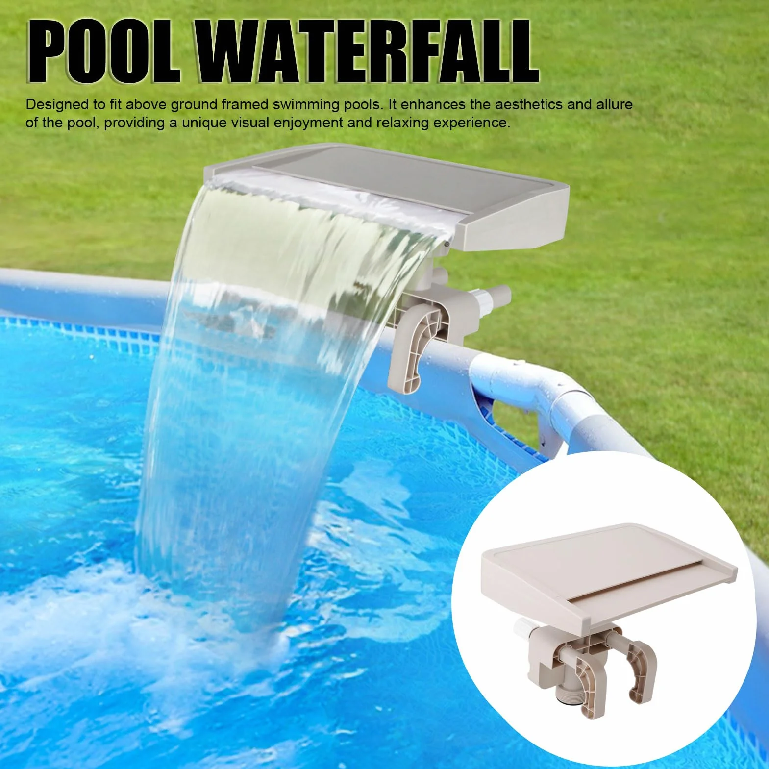 Cascada para Piscinas Elevadas Accesorio Decorativo con Diseño Desmontable y Estructura Sólida Ideal para Crear Ambiente Relajante en Piscinas Framed Jardines o Patios