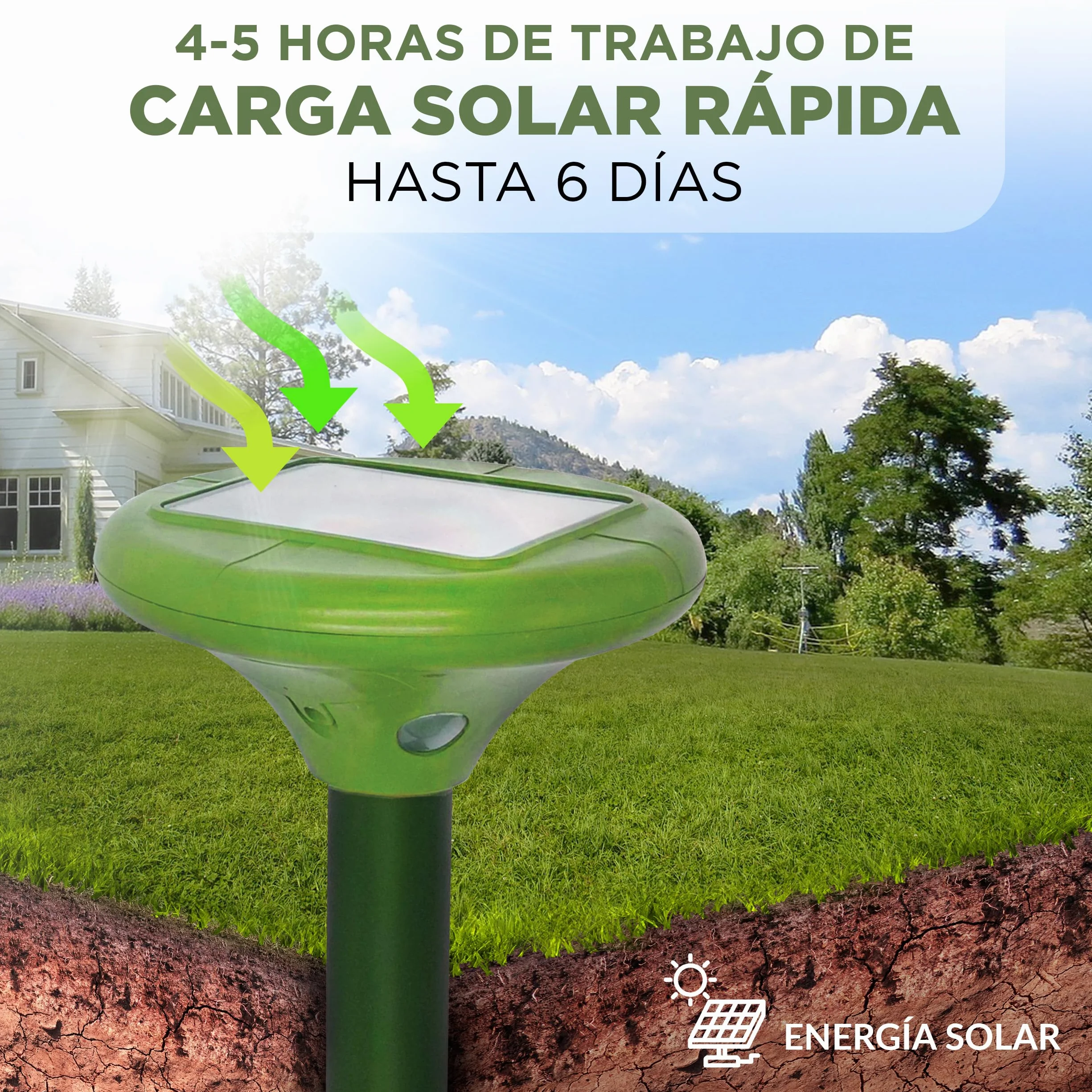 ISOTRONIC Repelente para Topos, topillos y Serpientes: Repelente Solar con estaca para jardín con Alcance Efectivo de 1250 m² (3 Unidades).