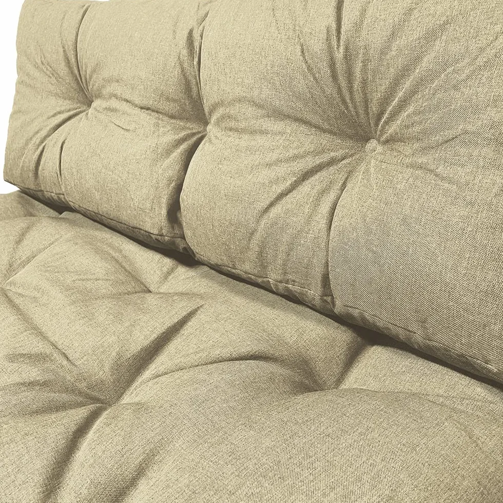 VOUNOT® Cojines para Palets 2-Piezas Set, Impermeable para Interior y Exterior, Cojín de Asiento 120x80 cm, Respaldo 120x40 cm, Beige