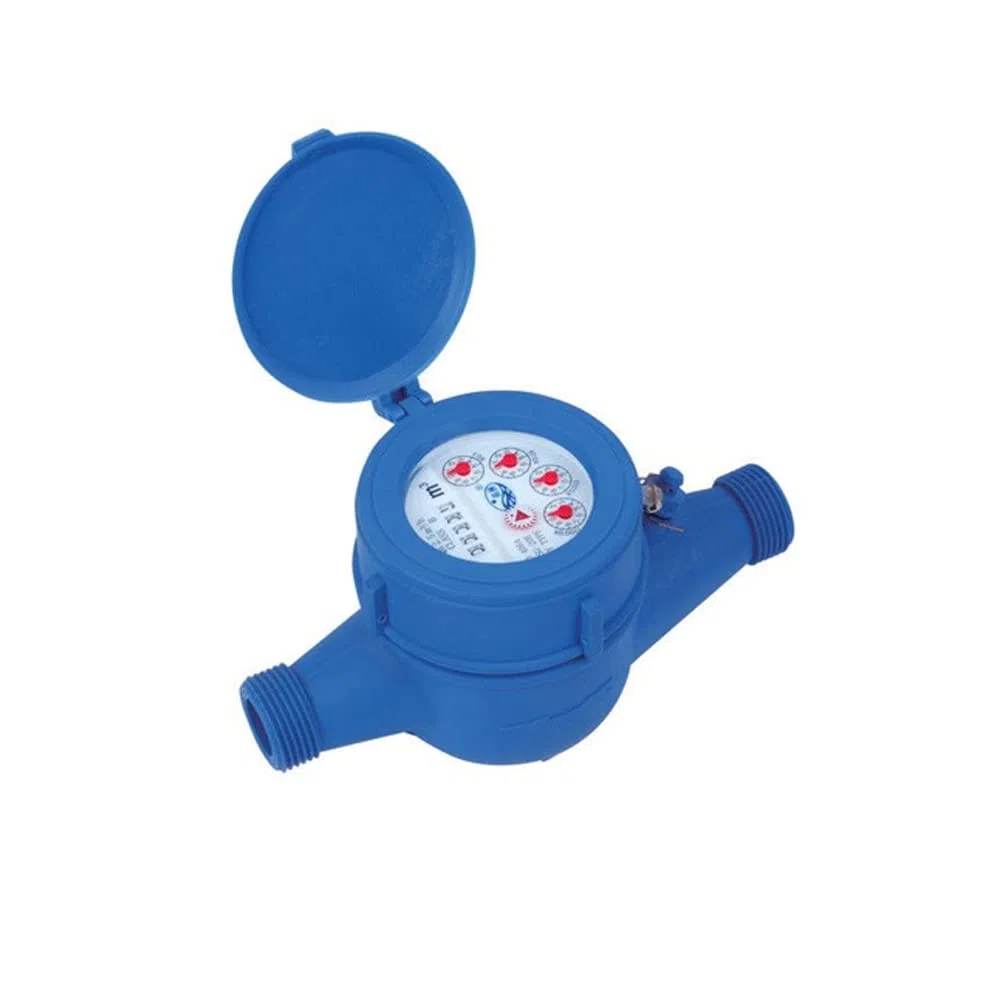GNCGarden Contador de Agua 25mm de Chorro múltiple Nylon. Contador de Agua para riego, de dominio público hidráulico con aprobación CE. Rosca Entrada y Salida 1" Macho. Racores incluidos