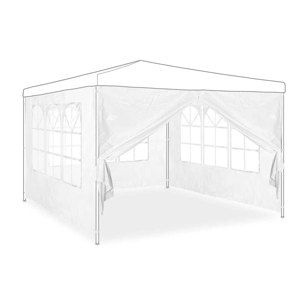 Relaxdays Laterales Carpa, Set de 4, 2x3m, Paredes Cenador, Ventana y Cremallera, Impermeable, Plástico PVC y PE, Blanco