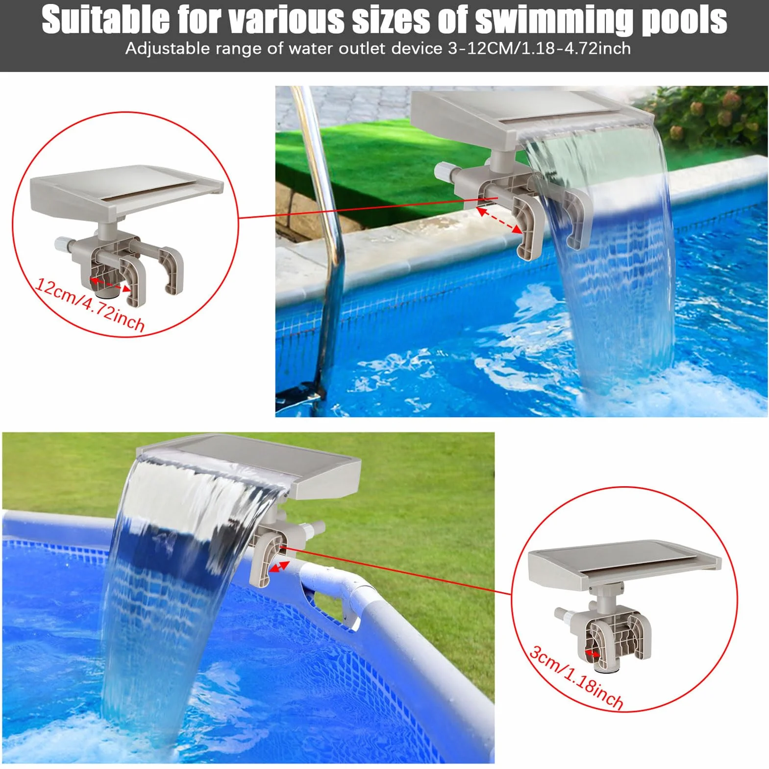 Cascada para Piscinas Elevadas Accesorio Decorativo con Diseño Desmontable y Estructura Sólida Ideal para Crear Ambiente Relajante en Piscinas Framed Jardines o Patios