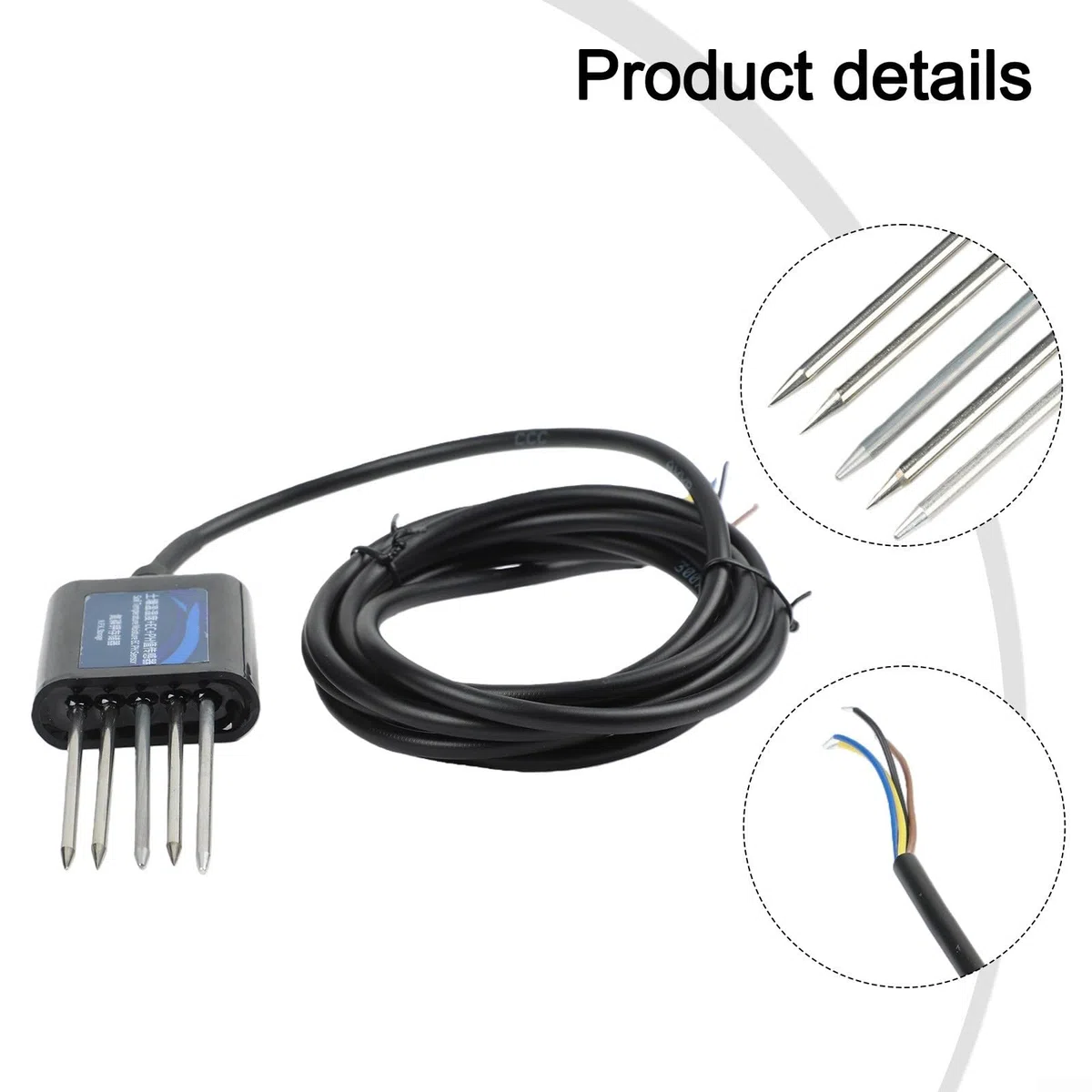 Sensor de suelo 7 en 1 para temperatura, humedad, conductividad de pH, detección NPK con soporte de memoria para uso en granja y jardín (7 en 1)