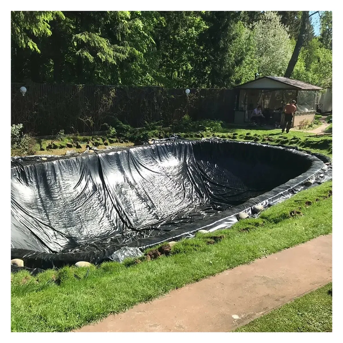 Revestimiento de estanque de servicio pesado de 5m x 5m – Plástico HDPE resistente al desgarro para depósitos duraderos y tanques de biogás (negro, 0,35mm de grosor)