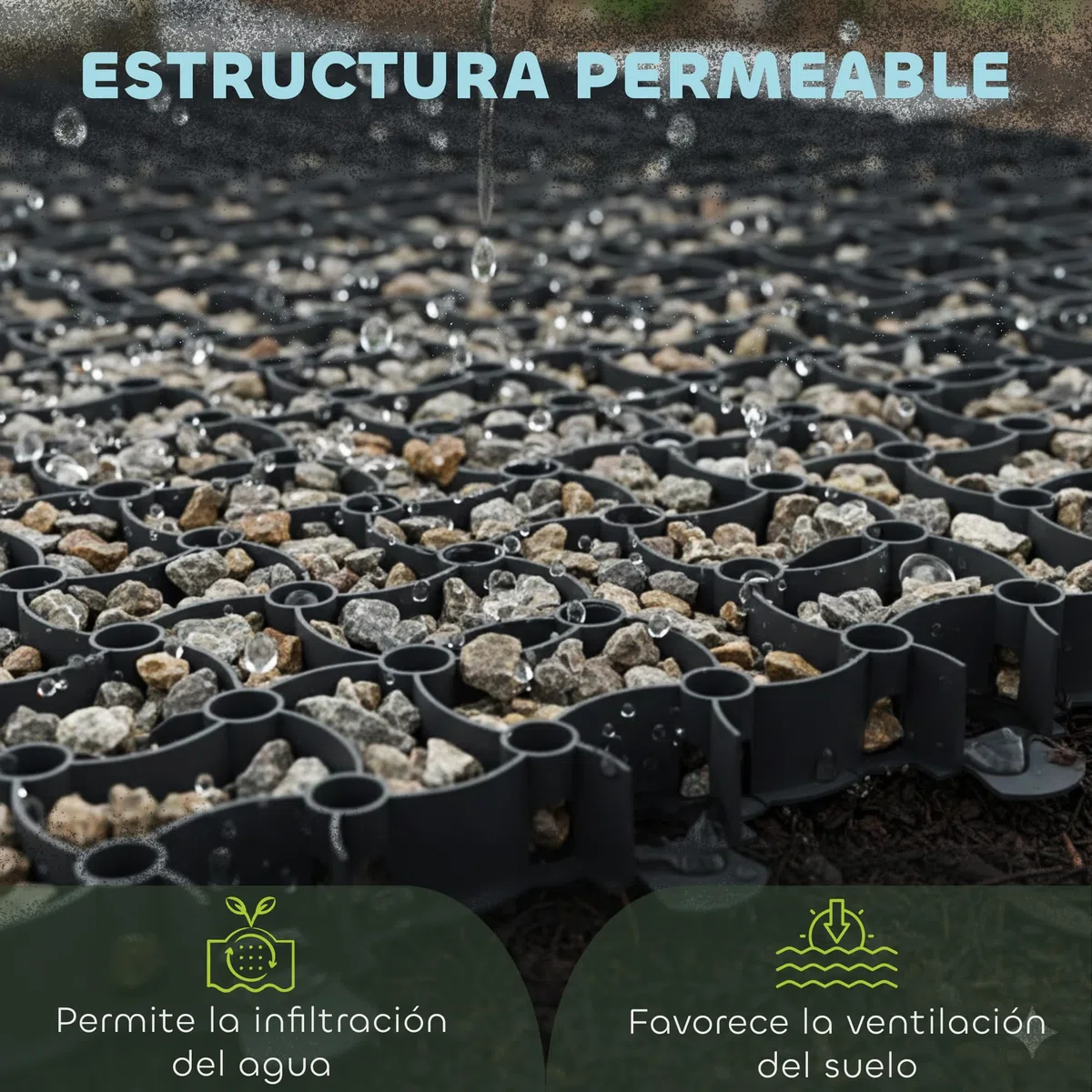 GARDENIX Rejilla de césped, 8 unidades, 50 x 50 cm, 2,00 m², panal de césped, parking o césped, rejilla de grava, color verde