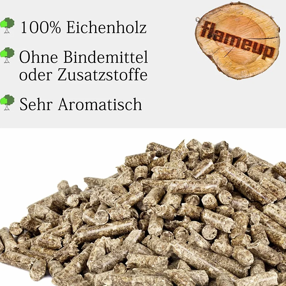 Pellets Madera Roble BBQ Barbacoa Parrilla 15 kg 30 kg Bolitas de Madera Fumar Flameup, Peso:30 kg