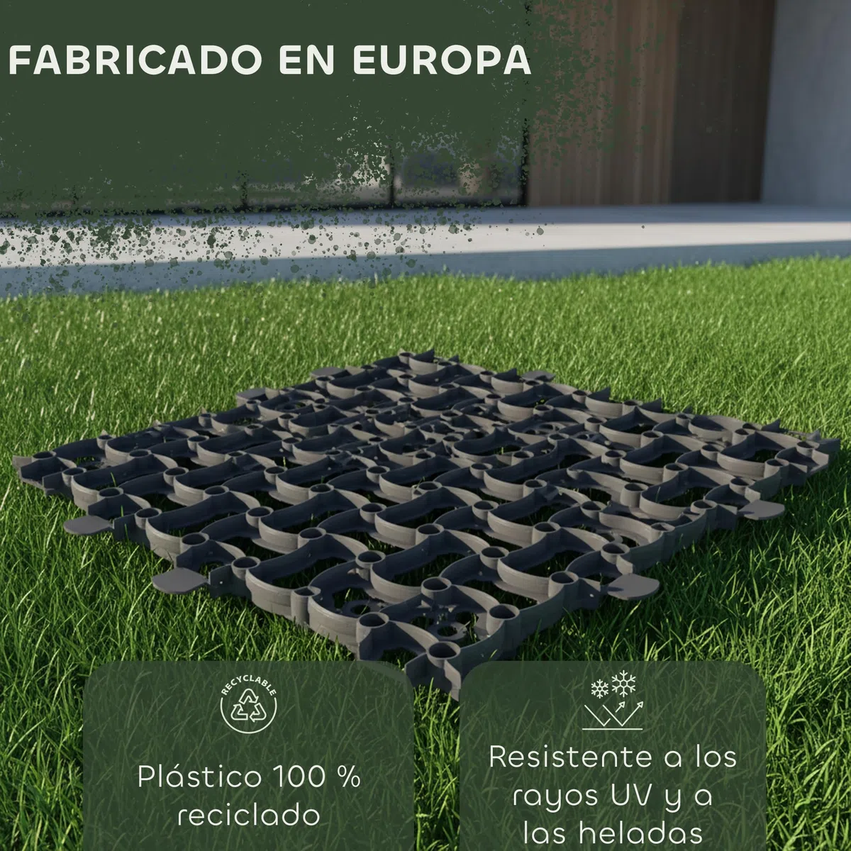 GARDENIX Rejilla de césped, 8 unidades, 50 x 50 cm, 2,00 m², panal de césped, parking o césped, rejilla de grava, color verde