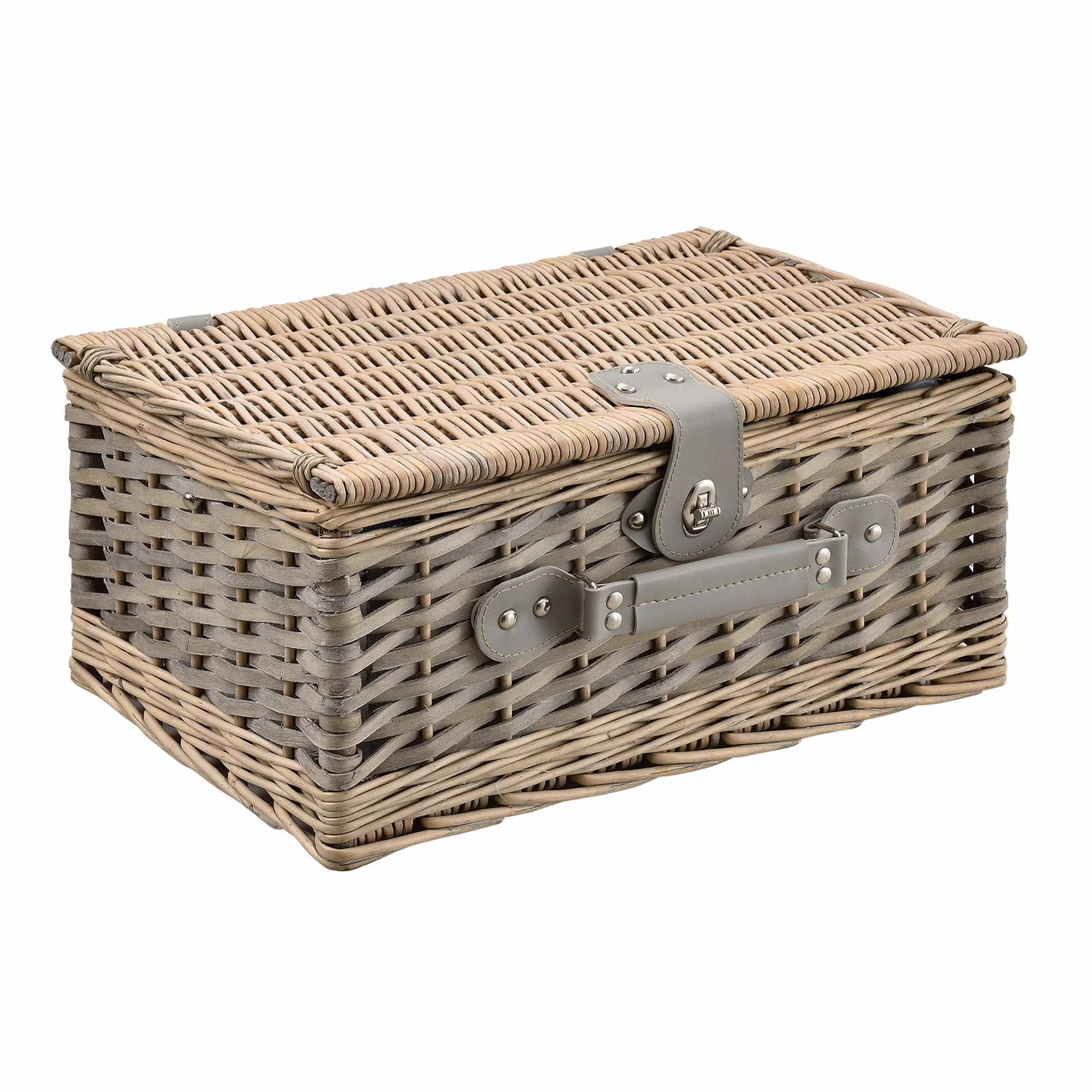 Cesta de pícnic para 4 Personas - Set de pícnic con Nevera, Incluye Platos, Cubiertos, sacacorchos y Vasos (Blanca/Azul)