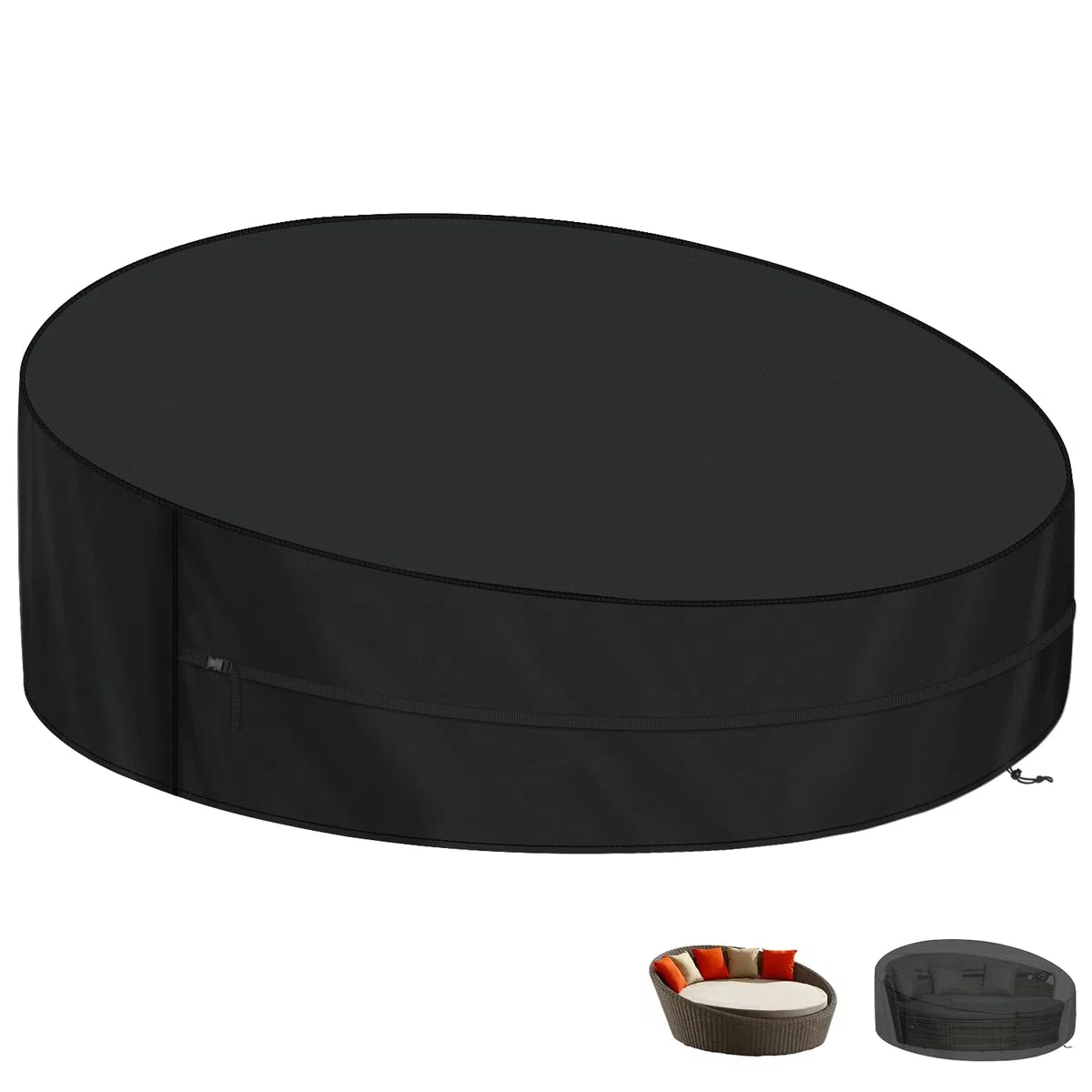 LAMUNI Funda Cama Jardin Impermeable 250x90/50cm Funda de Cama Redonda Cubierta Sofa Cama Exterior 420D Tela Oxford Funda Sofá Cama de Exterior Funda Protectora para Isla de Sol