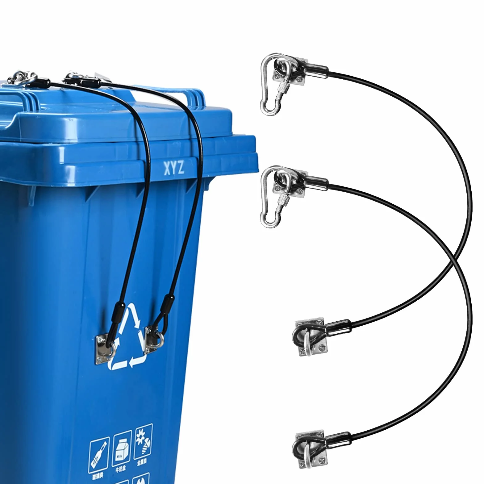 Cerradura de tapa de cubo de basura,Cerradura de cubo de basura a prueba de osos Cerradura de cable de acero Cerradura de pestillo de cubo de basura
