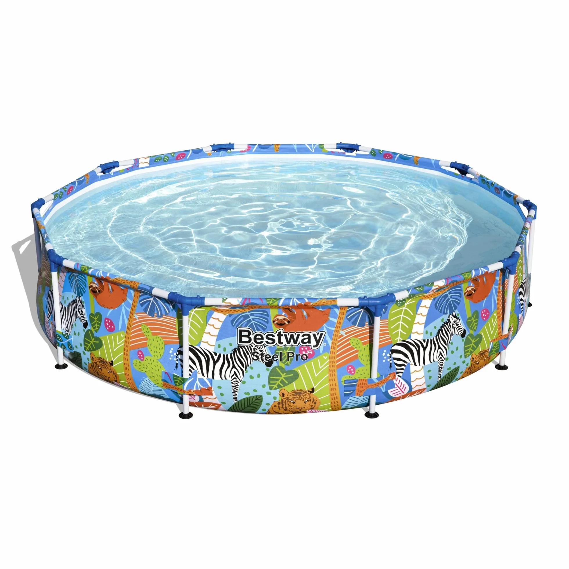 BESTWAY - Piscina Desmontable Tubular Infantil Steel Pro 305x66 cm Tritech Reforzado con Marco de Acero Diseño Animales de Colores Capacidad 4.062 Litros