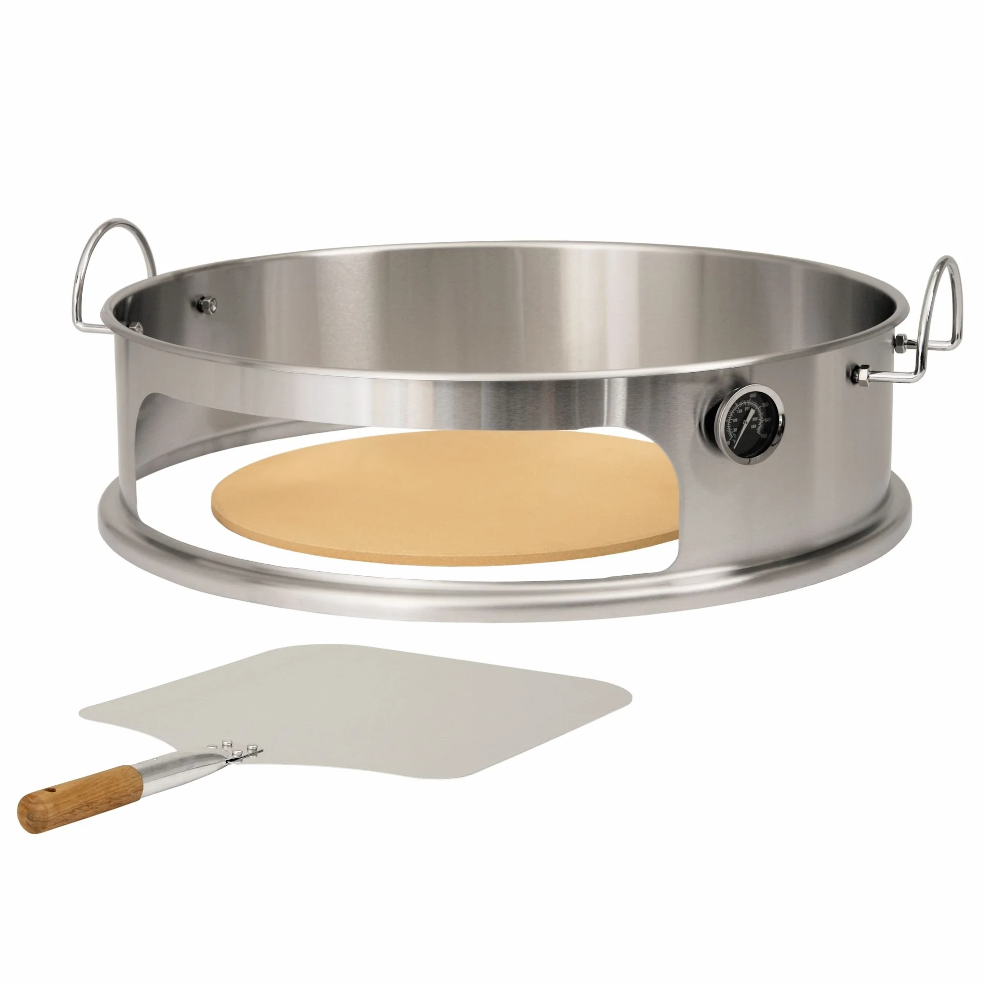 BBQ-Toro Kit de Pizza/Horno I Acero Inoxidable I Para Barbacoa Portátil de Ø 57 cm I Con Pala I Piedra Para Pizza y Termómetro