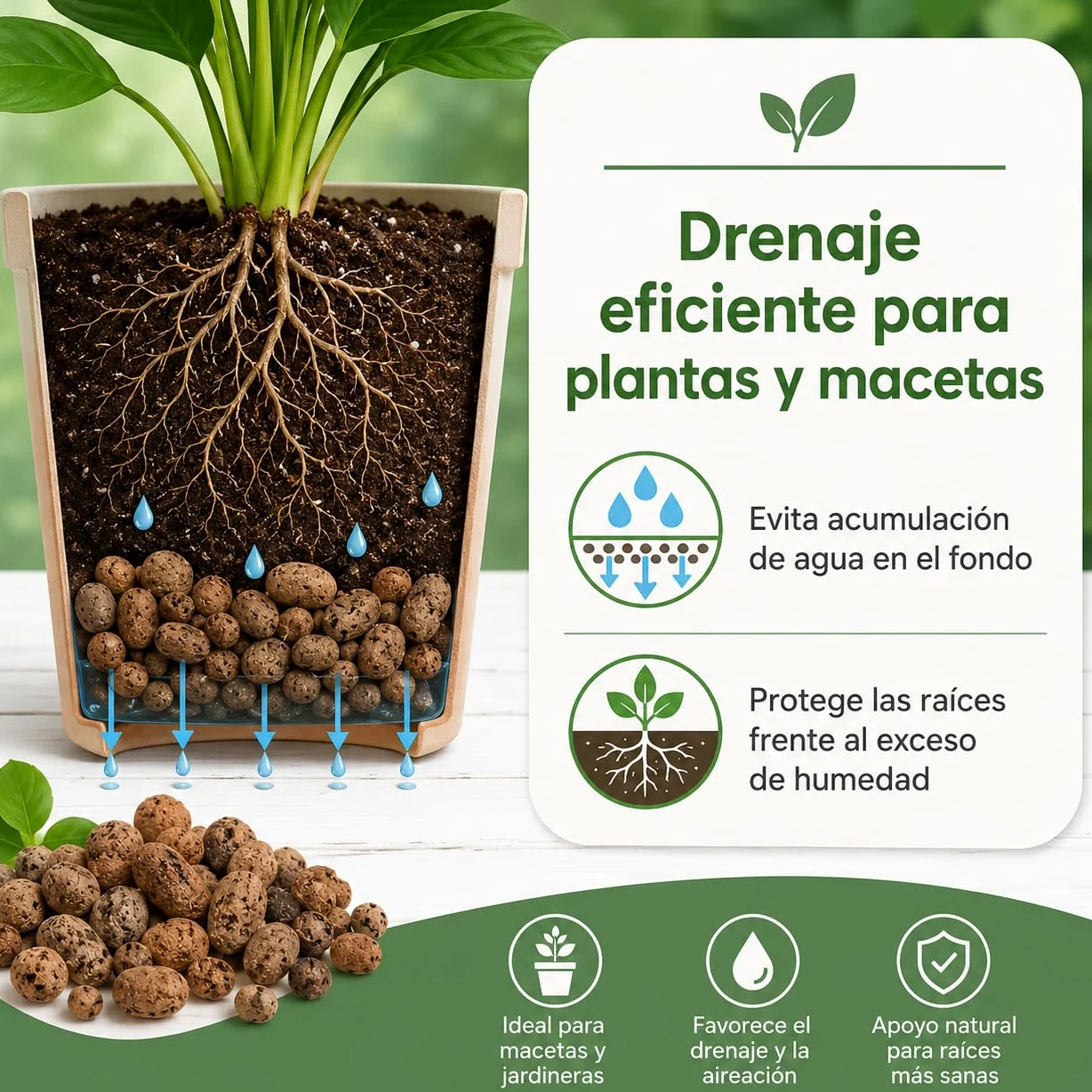 Flornatur Arlita Expandida para Plantas | Bolitas para Macetas y Jardines| Arlita para Drenaje | Forma de Bolas | Tierra Húmeda para Suelo (2 Sacos 50 litros)