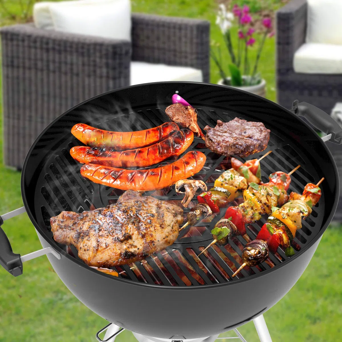 onlyfire Rejilla Hierro Fundido Asado Accesorios para el Sistema de Barbacoa Gourmet, BBQ Accesorios para Parrillas de carbón Weber de 57 cm