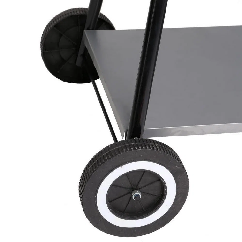 LOLAhome Barbacoa de carbón negra | De 64x38x82cm | Regulable 4 alturas, Doble parrilla Cocinar y Calentar, fácil montaje, fácil guardado | Para 10 comensales | Barbacoa jardín