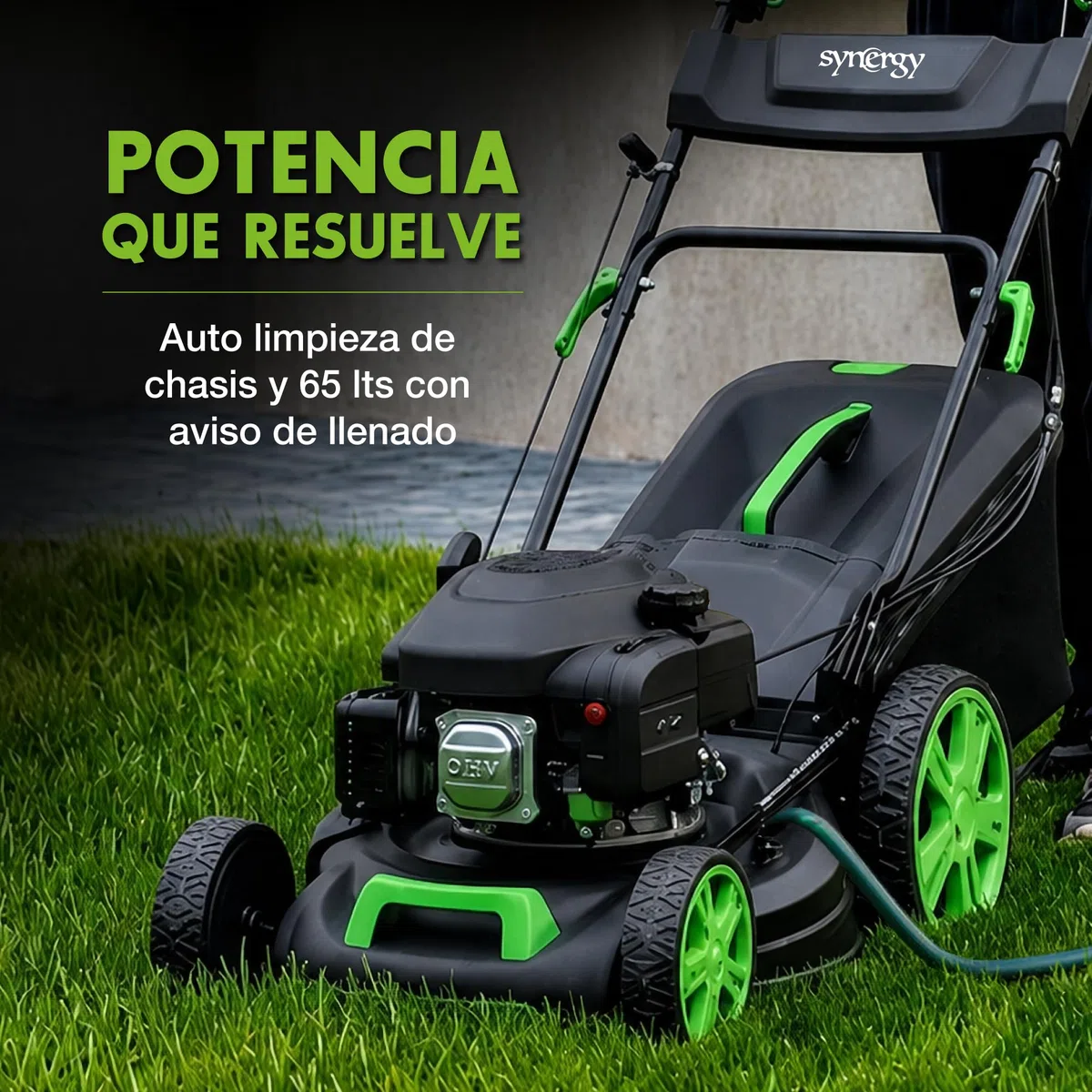 Cortacésped Gasolina autopropulsado 200cc 51 cm con Mulching y Saco 65l, chasis metálico Reforzado. Corta césped rápidamente sin Esfuerzo con su tracción Trasera. cortacésped Gasolina Profesional