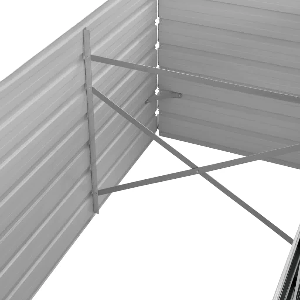 vidaXL Huerto Elevado de Acero Galvanizado 320x80x45 cm, Antracita, Fondo Abierto, Jardinera para Flores y Vegetales, DIY, Jardín o Césped