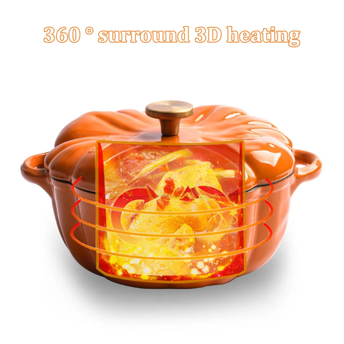 Greenumb Olla de Calabaza, Calabaza Holandesa de Horno con Tapa y Mango de 1,5 litros Antiadherente
