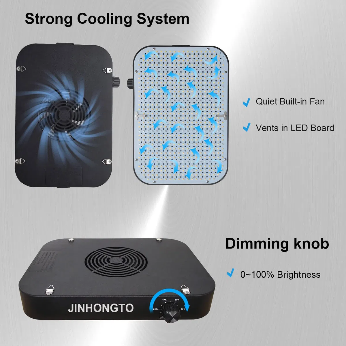 Regulable LED Grow Light CR600, JINHONGTO planta interior Grow Light, incluye 584 LED IR - UV con función crisantemo