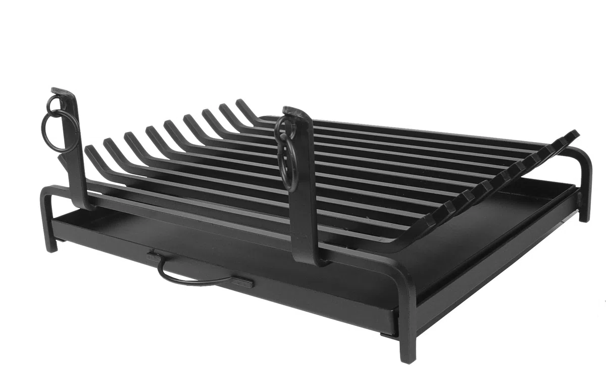 Imex El Zorro – Parrilla Chimenea con Cajón | 60x47x33 cm | Hierro Forjado Resistente con Cajón Recogecenizas | Ideal para Chimeneas, Estufas y Barbacoas de Leña o Carbón