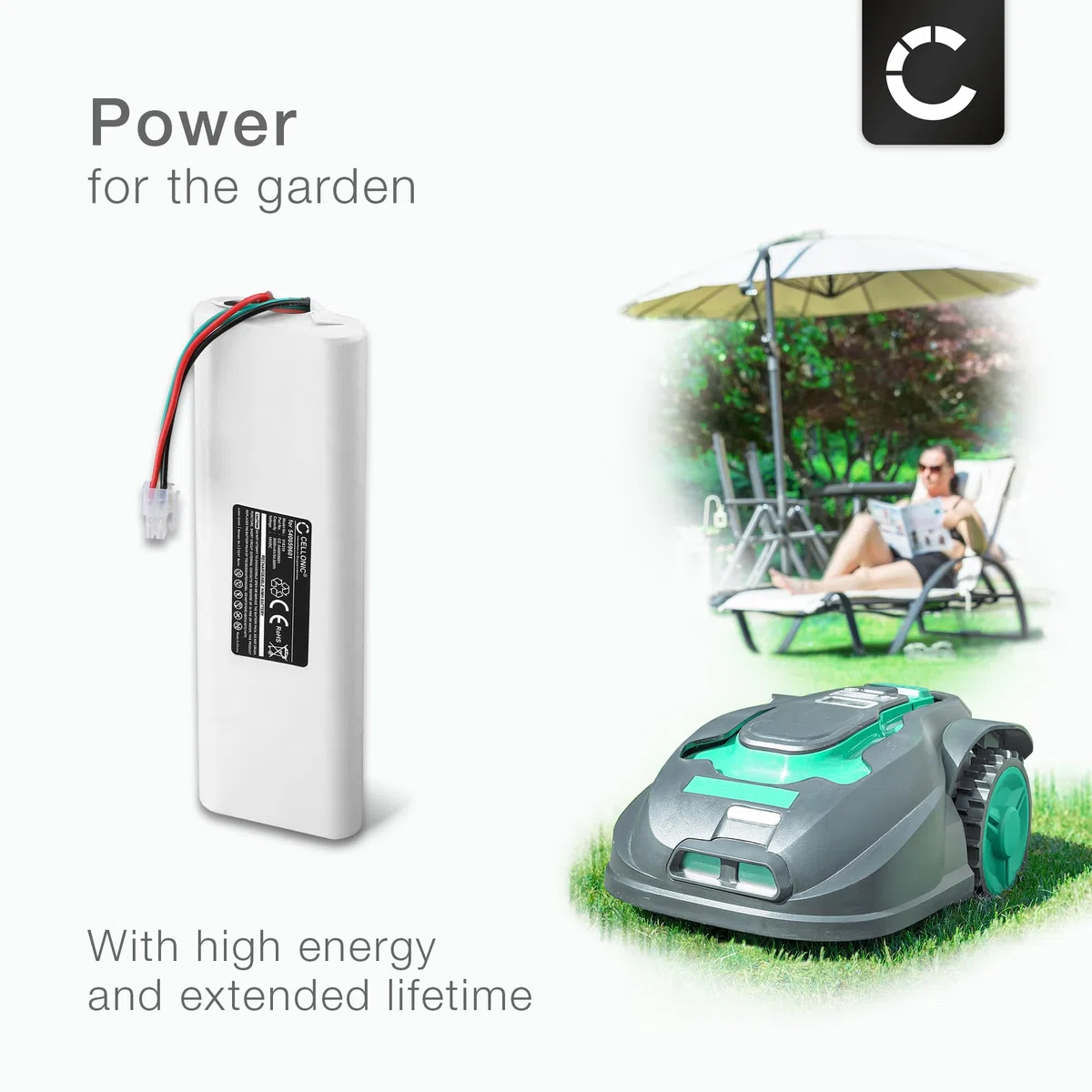 CELLONIC 1x Batería para Jardín Compatible con Husqvarna Automower 230 ACX, Automower 220 AC, Automower 220AC, 535120901 - (3000mAh, 18V)