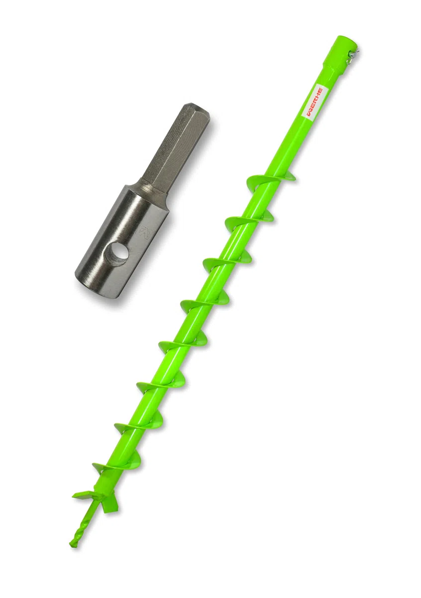 WERHE Broca de tierra 50 mm con adaptador hexagonal – Broca helicoidal robusta para postes y pozos – Punta de perforación precisa para jardín y construcción