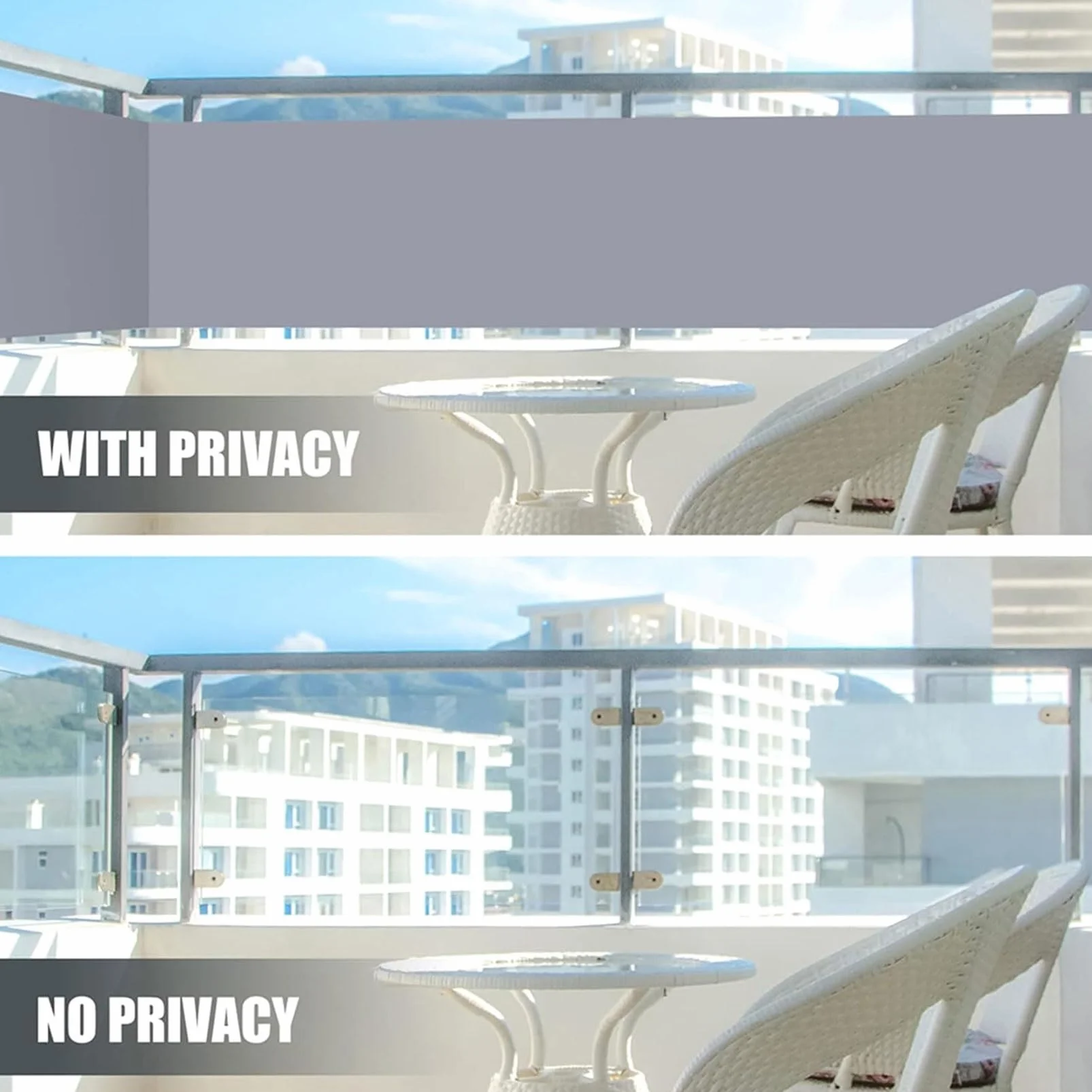 Pantalla para Balcón Impermeable 50 x 800 cm Resistente Al Viento Pantalla de Privacidad para Balcones con Ojales Cuerda para Barandillas de Balcón, Terraza y Jardín, Gris Oscuro