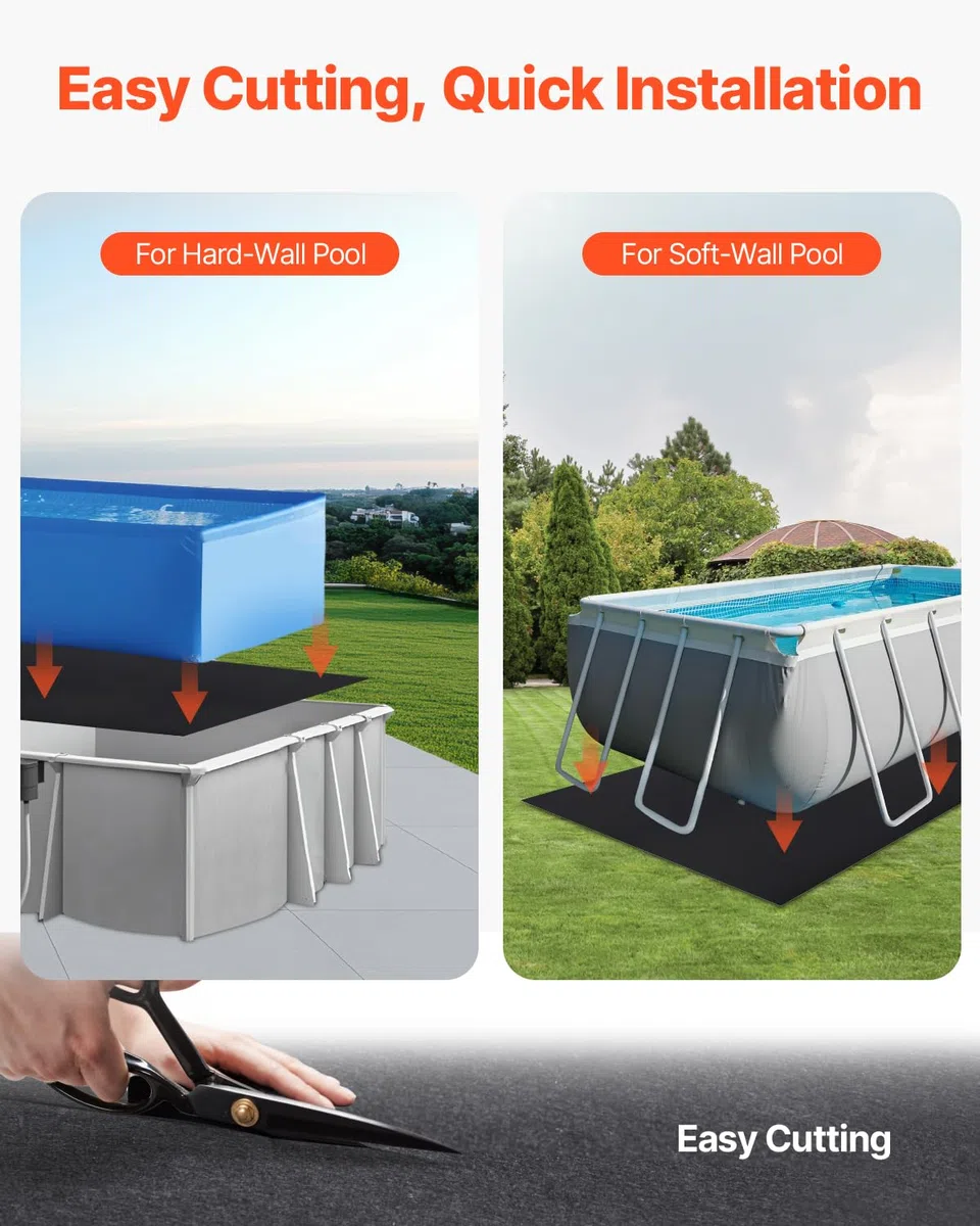 VEVOR Revestimiento Rectangular para Piscinas, 3,7 x 7,3 m Revestimiento Extragrueso para Piscinas Elevadas, Evita Pinchazos, Base de Geotextil Reciclado, Prolonga la Vida Útil del Revestimiento