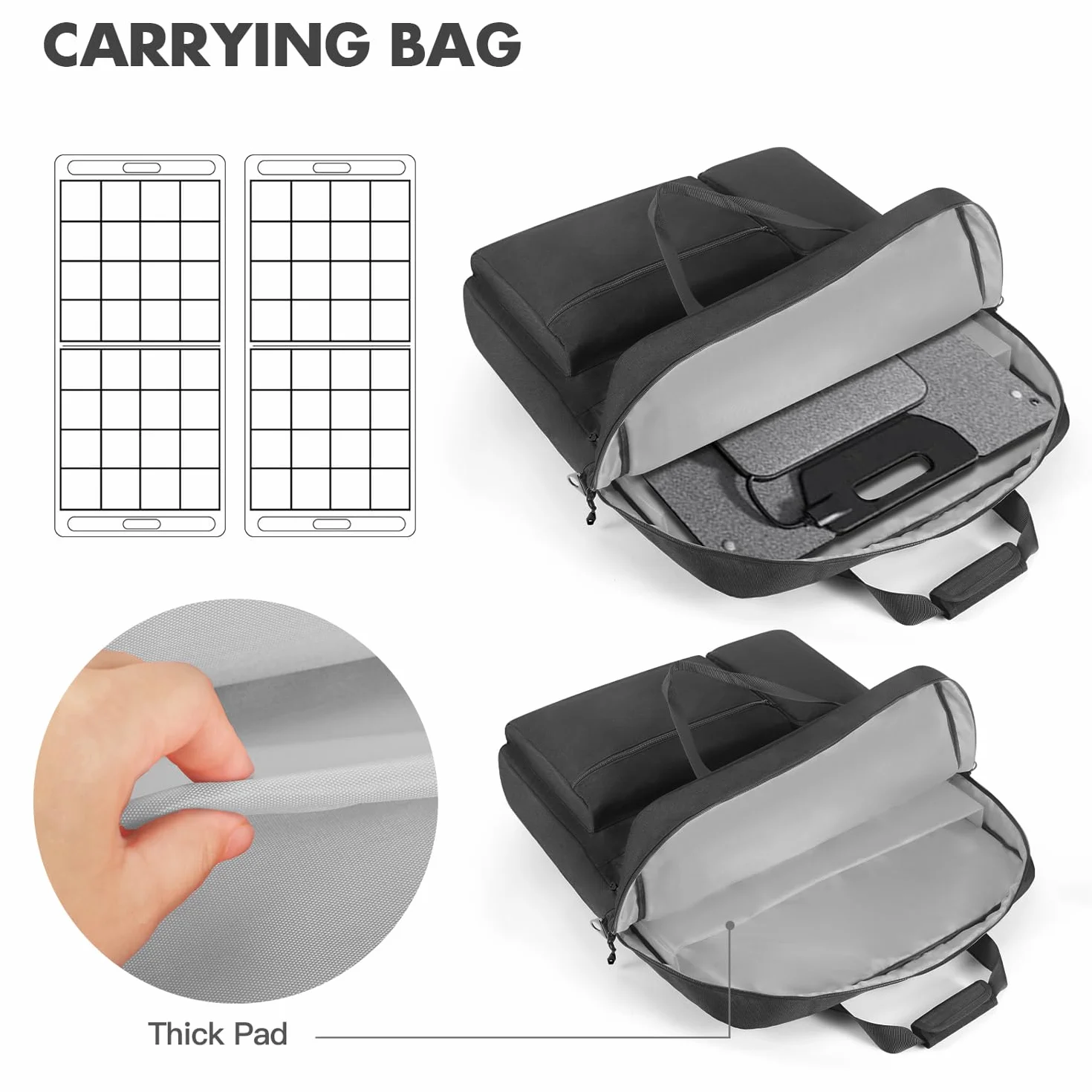 Funda de transporte de viaje compatible con ECOFLOW/BLUETTI/Anker, bolsa de almacenamiento portátil de panel solar con bolsillos y correa para el hombro, Para panel solar Bluetti de 100 W y