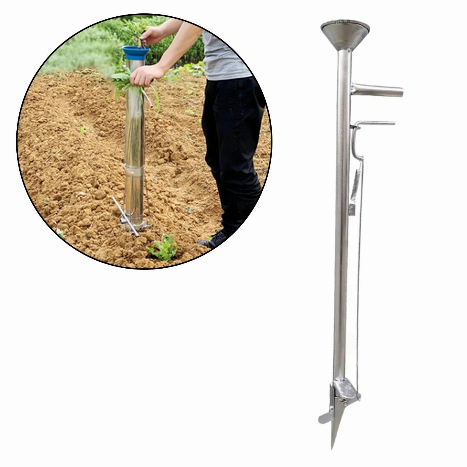 Sembradora de Jardín, Sembradora de Hortalizas, Fácil de Usar, Práctica Herramienta de Jardinería Manual, para Maíz, Frijoles, Algodón Y Ca, Longitud 93cm