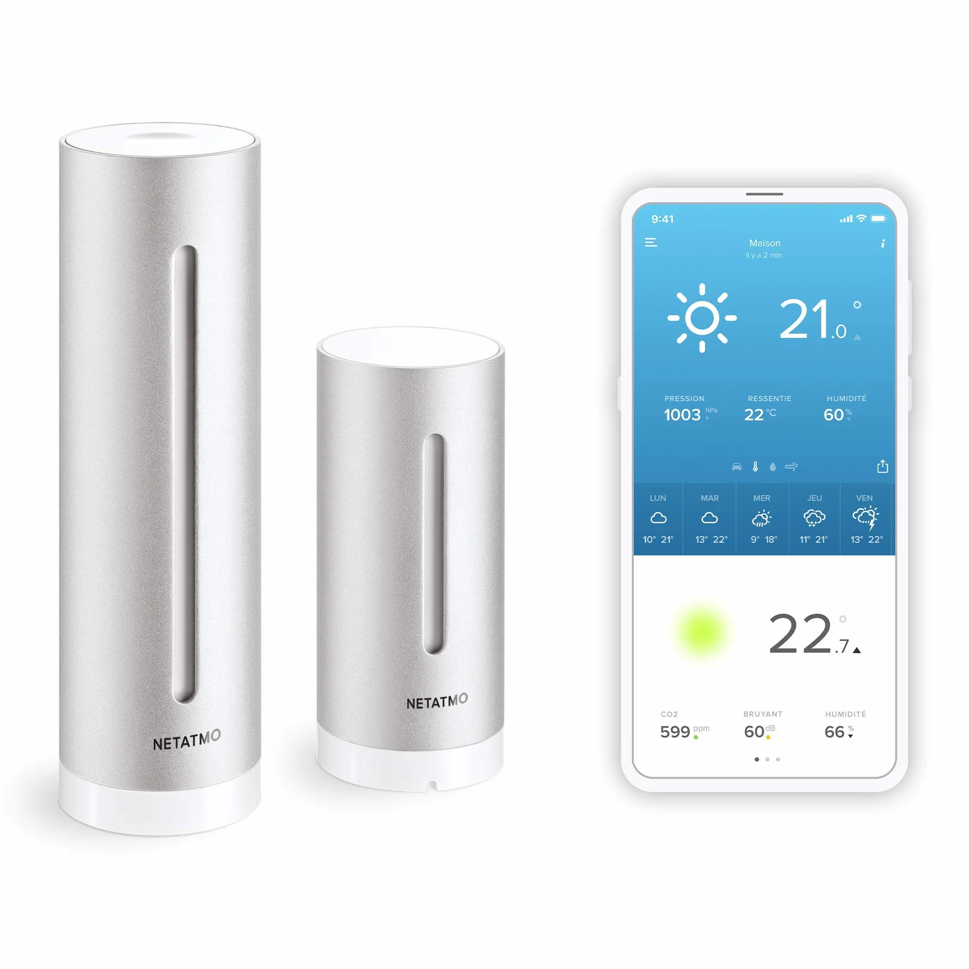 Netatmo Estación Meteorológica Inteligente Inalámbrica Interior/Exterior con WiFi, Compatible con Amazon Alexa (Reacondicionado)