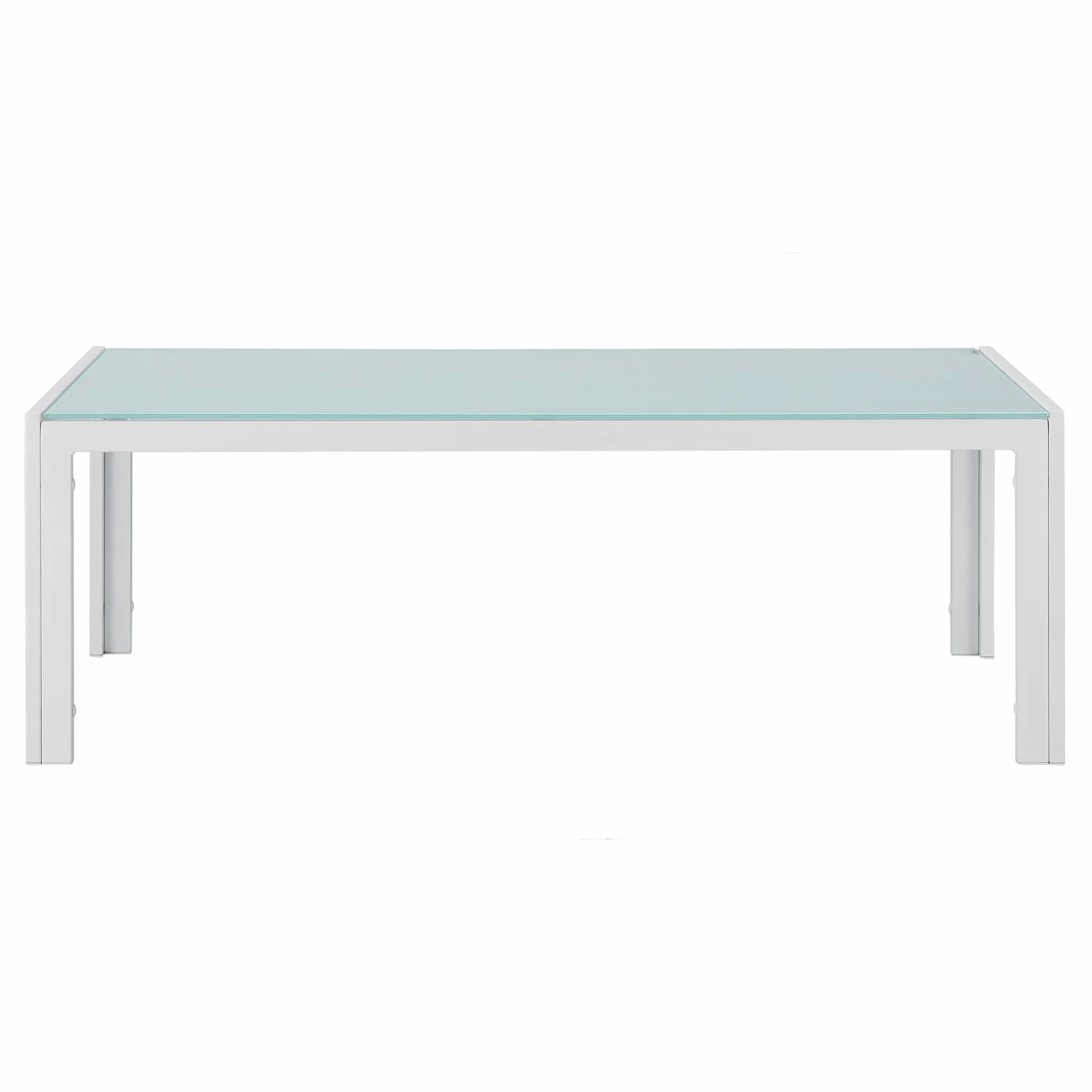 casa.pro Mesa de Centro de Vidrio 100 x 50 x 35 cm Mesa de jardín armazón Hierro diseño terraza Blanco