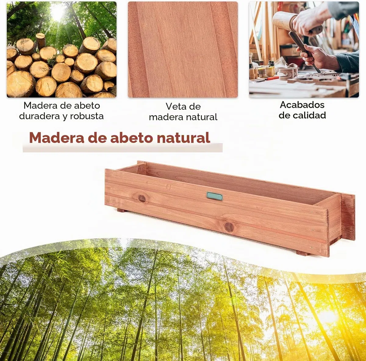 FANTASK Jardinera de Madera, bancal de jardín para Verduras, Frutas, Hierbas, jardineras para jardín, césped, terraza, balcón, marrón