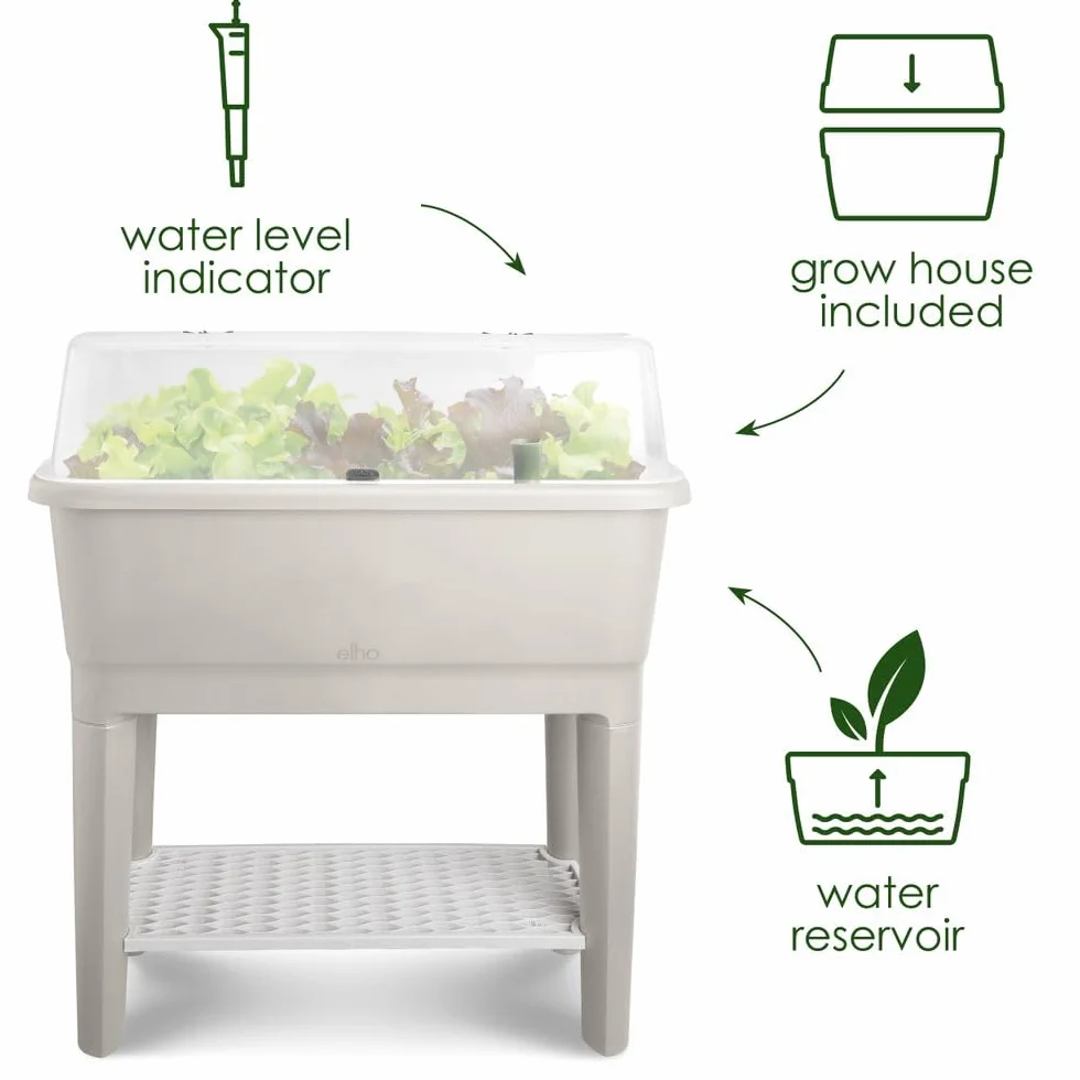 Elho Noa Grow Table 80 - Jardinera por Cultívalo tú Mismo - Ø 78.5 x H 34.2 cm - Living Black