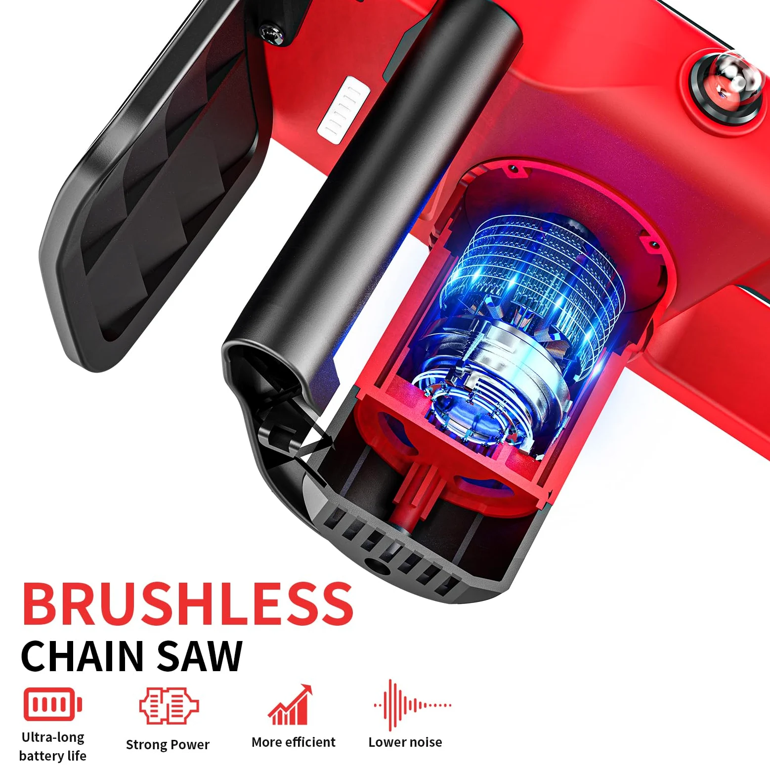 Brushless Mini Motosierra Bateria 12 Pulgadas, 1300W Motosierra Eléctrica con Lubricación Automática,2 * 3000mAh Batería Motosierras Inalámbrica para Podar Árboles de Jardinería. (S)